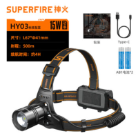 神火HY03头灯 五档调光透气灯带 超90°可调节 伸缩调焦远射头灯