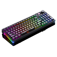 罗技新款F98pro V3客制化透明机械键盘(带显示屏和旋钮 ) 蓝牙/有线/2.4G无线三模连接 黑色/白色备注