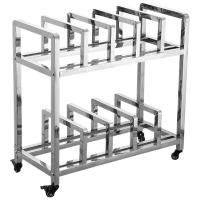 半粒不锈钢菜墩刀架 双层刀板架推车-带万向轮[五格2层12cm]