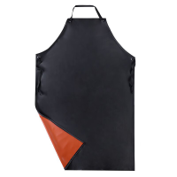 漫德莱防水围裙皮围裙防水防油围裙耐酸碱双层加厚PVC无袖围腰打草杀鱼水产专用劳保围裙 黑红复合围裙