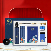 京训退伍纪念礼品定制退役聚会随手礼高档礼品保温杯套装七件套-蓝色