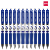 得力(deli) S01 0.5mm按动中性笔办公签字笔 中性笔12支每盒 S01 蓝色