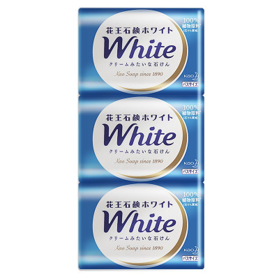 花王(KAO)香皂white天然植物沐浴皂 牛奶香130g*3块
