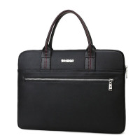 斯莫尔(SIMOER)SL-1870 黑色PU皮革休闲商务电脑包 大容量手提男士公文包拉链会议包厂家定制可印刷联系客服