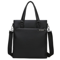 斯莫尔(SIMOER)SL-1873竖款黑色PU皮革休闲商务背带大容量手提男士公文包厂家定制可印刷联系客服