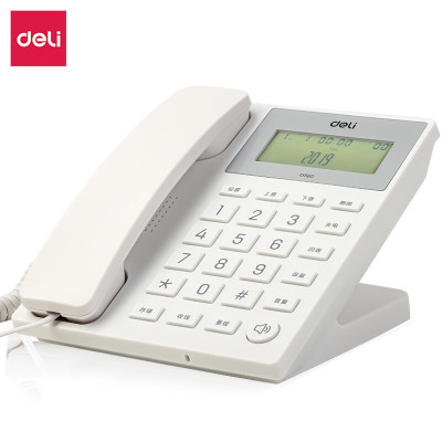 得力(deli)13560电话机座机 固定电话 办公家用 45°倾角 亮度可调 白色