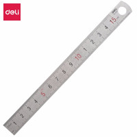 得力(deli)8461钢直尺不锈钢直尺教学测量绘图考试文具尺子 15cm刻度 5把装