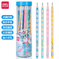 得力(deli)S961-2B洞洞笔铅笔 卡通HB铅笔三角杆易抓握 小学生练字笔30支