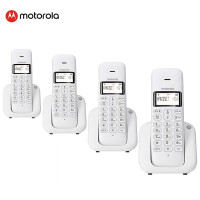 摩托罗拉(MOTOROLA)T301C数字无绳电话机 无线座机 单机 大屏幕白色背光 清晰免提 白色 一拖三