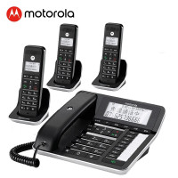 摩托罗拉(MOTOROLA)C7001C数字无绳录音电话机 子母机办公家用 通话录音可扩展子机(黑色)一拖三