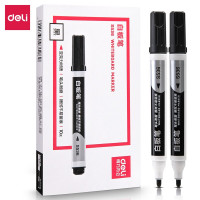 得力(deli)S536白板笔可擦 醇性黑板笔办公用品易擦亚克力粗头办公文具 黑色 10支/盒装