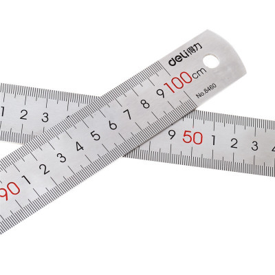 得力(deli)8460不锈钢直尺 测量绘图刻度尺子 带公式换算表100cm