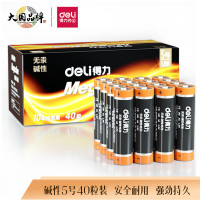 得力(deli)18508电池5号电池 碱性干电池40粒装 适用于钟表/遥控器/电子秤/鼠标/电子门锁等