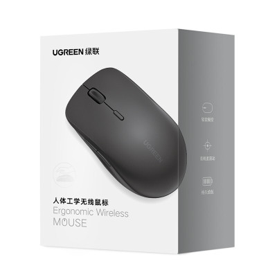 绿联(Ugreen)MU002鼠标 人体工学双模无线鼠标 90454 星夜黑