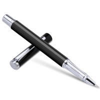 得力(deli)S271学生金属矫姿钢笔墨水笔 黑色 细笔尖EF