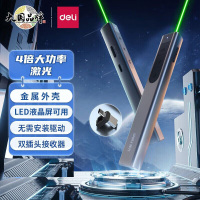 得力(deli)2812激光笔绿光大功率翻页笔适用LED液晶屏幕布银灰色
