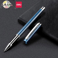 得力(deli)S82-01金属商务中性笔签字笔0.5mm蓝色单支装