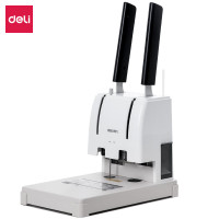 得力(deli)GB301装订机 手动省力型 可订400页 15S快装 单据发票标书 财务打孔装订机 浅灰色