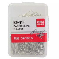 得力(deli)0025 回形针 银色金属回形针曲别针财务用品 100个/盒 5盒装