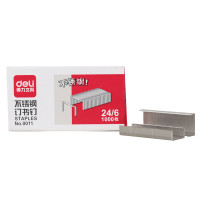得力(deli)0011钉书针12号 可订25页 加厚大号订书机订书针 24/6 不锈钢10盒装
