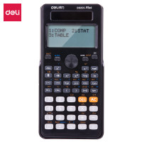 得力(deli)D82ES双行大屏幕显示双电源函数计算器 易拉式保护盖 黑色