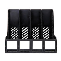 得力(deli)9846四联镂空文件框 四栏稳固文件栏 黑色