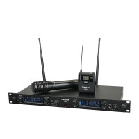 得胜(TAKSTAR)M-2RP U段真分集无线一拖二腰包领夹手持麦克风 双领夹腰包