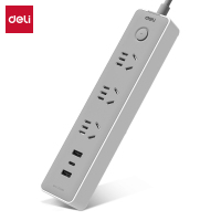 得力(deli)18186插座 3组合孔+2个USB+1个Type-C接线板 1.8米灰色