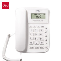 得力(deli)GP666电话机座机 家庭有线电话 来电显示 双接口 免电池 白色