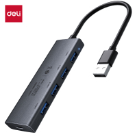 得力(deli)MG300拓展坞 4口高速分线器USB-A*1 USB3.0*4