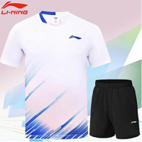 李宁(LI-NING)羽毛球服比赛男女款速干 短袖运动套装