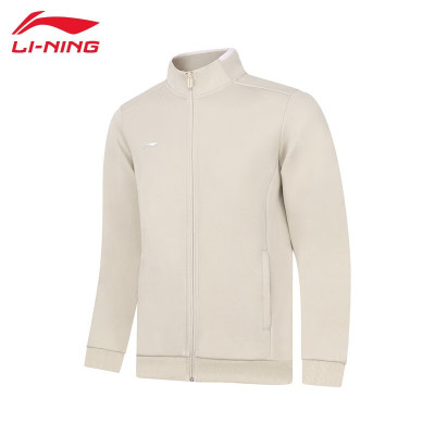 李宁(LI-NING)卫衣男子健身系列新款开衫无帽外套AWDT989 燕麦灰-6