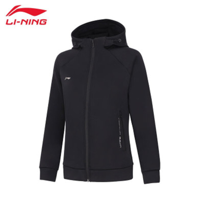 李宁(LI-NING)卫衣女子健身系列开衫连帽外套AWDT984黑色M码