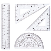晨光(M&G)文具优品防粘套尺尺子套装 4件套直尺15cm+三角尺2+量角器ARL960W7
