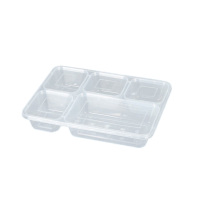 TTyoop SJ-W1500 一次性五格加厚餐盒带盖 1500ml/只 150只/箱(单位:箱) 透明色