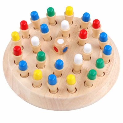 木质颜色记忆棋宝宝儿童早教记忆力观察力专注力训练木制玩具拼插颜色棋子玩具