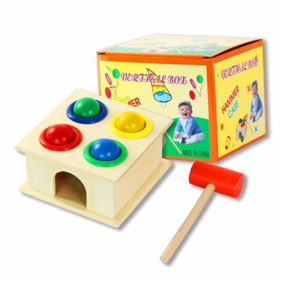 木制方形打球台玩具儿童益智早教训练手眼协调敲击球游戏敲打敲球台玩具