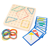 木质钉板几何图形钉子板学具益智早教橡皮筋几盒形状图形拼搭铆钉拼图板数学钉板