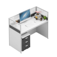 汉诺鑫威四人位简约现代隔断屏风卡座工作位职员办公桌椅组合办公家具一字型带柜