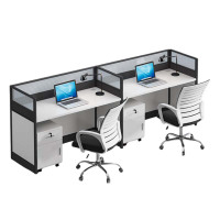 铭威盾办公桌四人位职员桌简约现代财务桌椅组合屏风卡座员工位并排双人位(含柜椅)常规