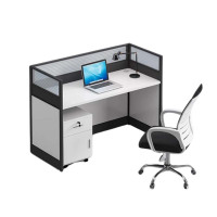 汉诺鑫威黑白办公桌四人位职员桌简约现代财务桌椅组合屏风卡座员工位单人位(含柜椅)