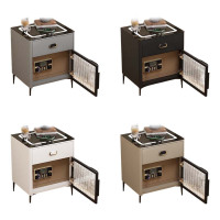 DXBG钢制智能床头柜家用现代多功能指纹无线快充简约床头柜纯钢一门一抽玻门带保险