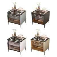 铭威盾钢制智能床头柜保险箱家用一体现代多功能指纹无线快充简约床头柜纯钢单门+玻门(含一块隔板)常规