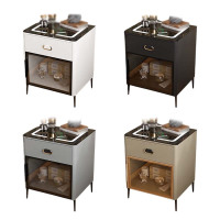 铭威盾钢制智能床头柜保险箱家用一体现代多功能指纹无线快充简约床头柜纯钢一门一抽玻门常规