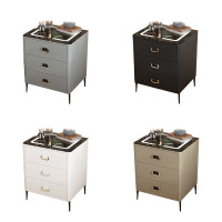 汉诺鑫威钢制智能床头柜保险箱家用一体现代指纹无线快充简约床头柜纯钢三斗