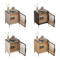 汉诺鑫威钢制智能床头柜保险箱家用一体现代指纹无线快充简约床头柜纯钢+玻门+保险柜