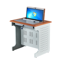风雷动单人翻转电脑桌双人培训桌学校多媒体教室考试桌机房嵌入式学生桌011胡桃色单人常规A
