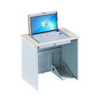 风雷动单人翻转电脑桌双人培训桌学校多媒体教室考试桌机房嵌入式学生桌031白枫色单人常规A