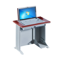 风雷动单人翻转电脑桌双人培训桌学校多媒体教室考试桌机房嵌入式学生桌051红胡桃色单人常规A