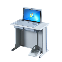 风雷动单人翻转电脑桌双人培训桌学校多媒体教室考试桌机房嵌入式学生桌081灰白色单人常规A